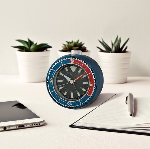 Mai Modern Rotating Bezel Alarm Clock Metallic Blue & Red QHE207LLH